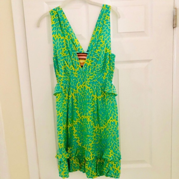 NANETTE LEPORE Santa Fe Hot Tamale Silk Ruffle Floral Print Mini Dress - Picture 5 of 10